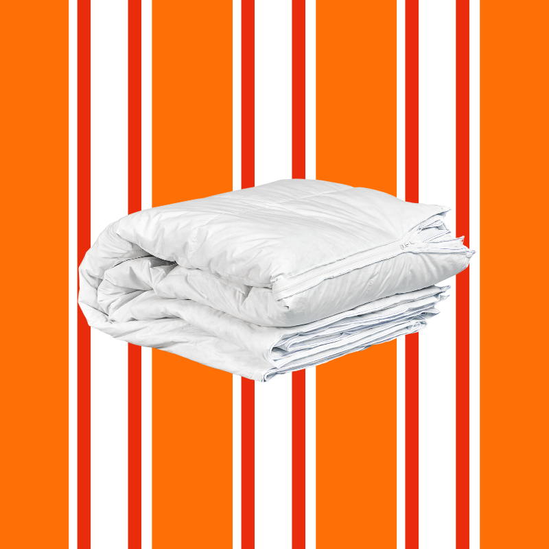 Couette 240x220cm naturel fond orange