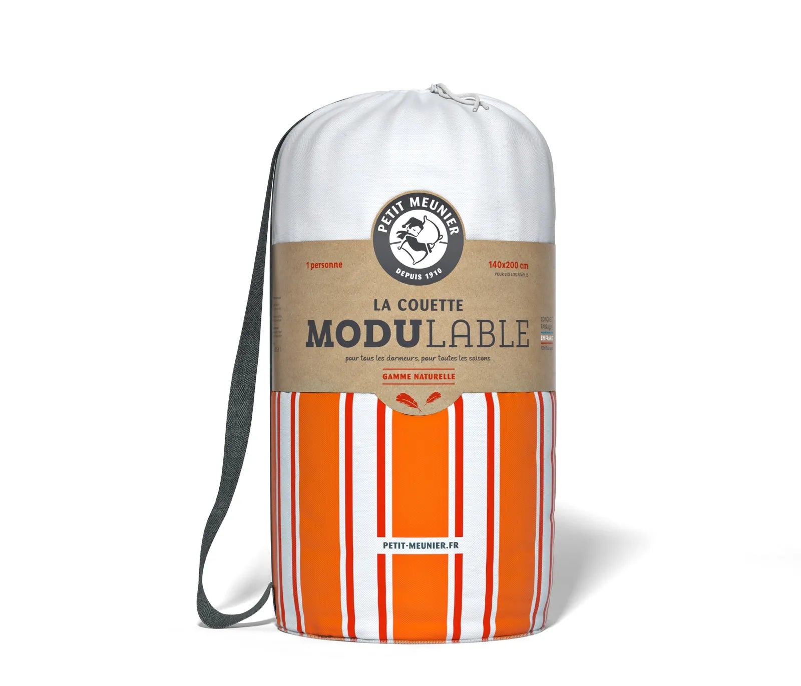 Couette modulable naturelle 1 personne dans son packaging