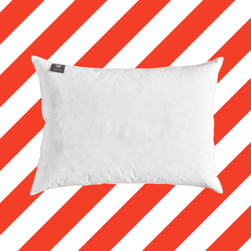 Oreiller ferme rectangle naturel fond rayure rouge