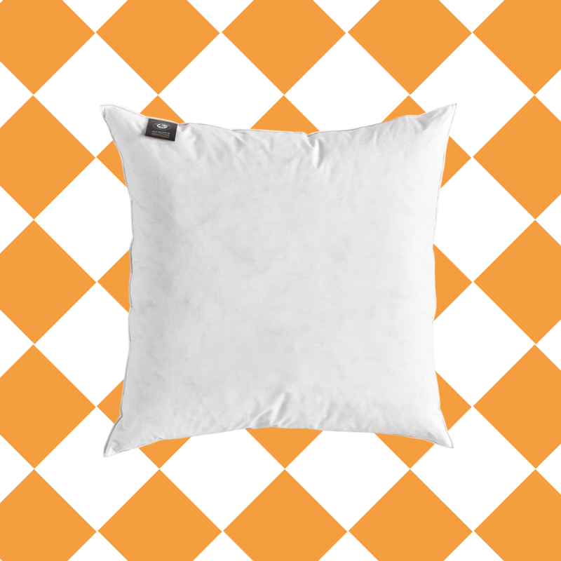 Oreiller moelleux carré synthétique fond losange orange 
