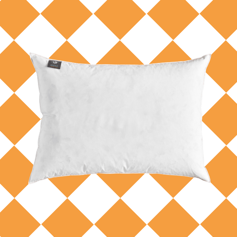 oreiller moelleux rectangle naturel fond losange orange
